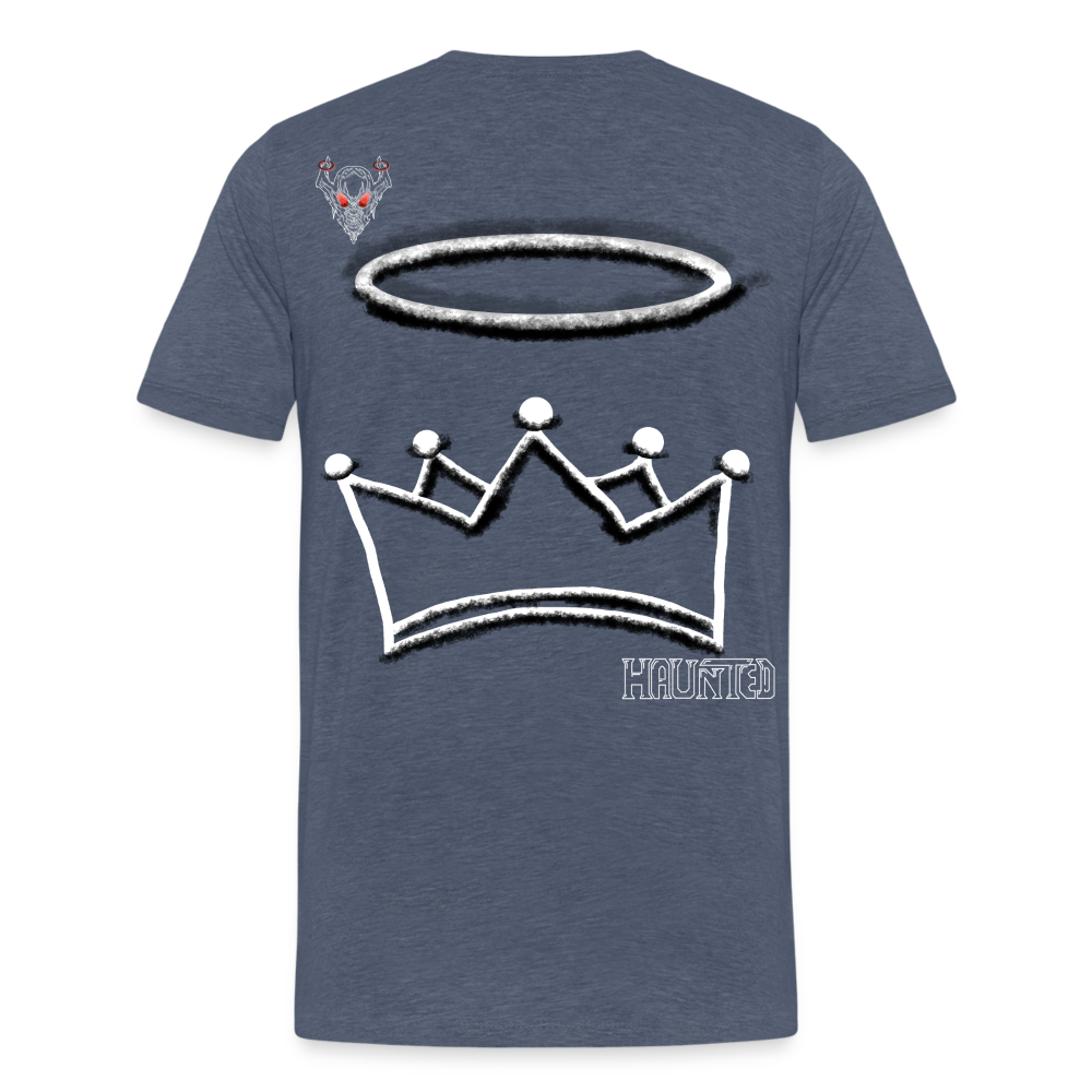 Man T-Shirt Crown and Ring Light - Blau meliert