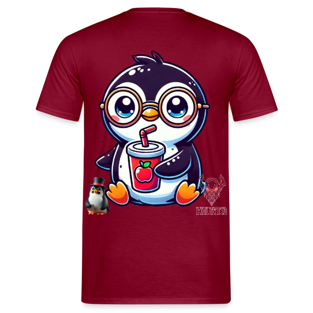 Men T-Shirt KasPenguin with Drink - Ziegelrot