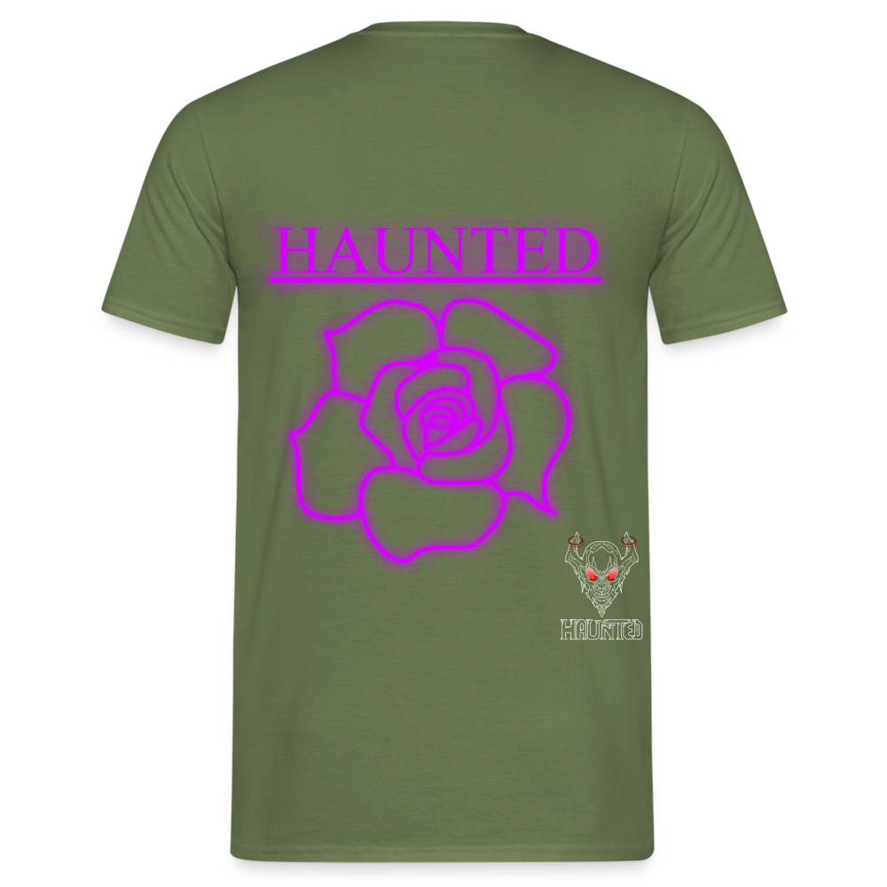 Men T-Shirt Pink Neon Rose - Militärgrün