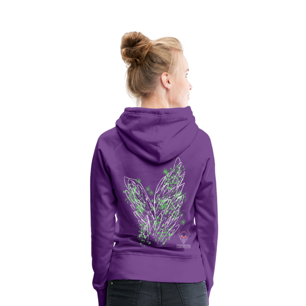 Women Hoodie Light Green Wings - Purple