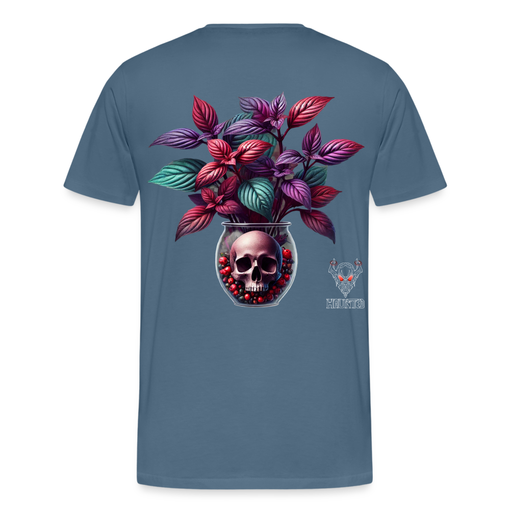 Men T-Shirt Skull Bloom Vase - Blaugrau