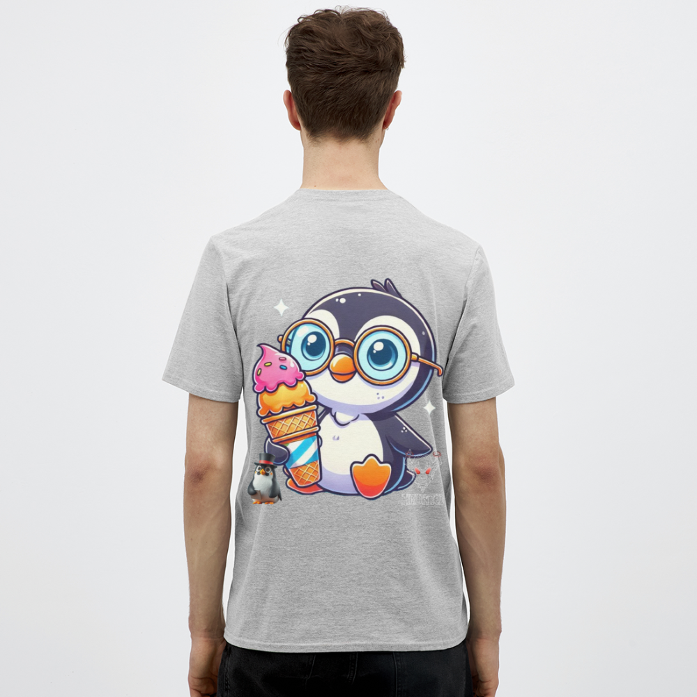 Men T-Shirt KasPenguin with Ice - Grau meliert