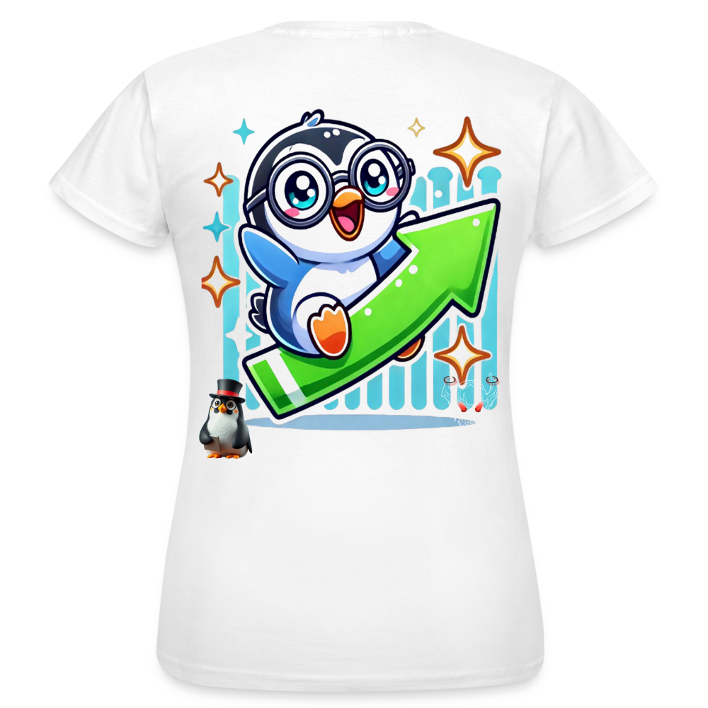 Women T-Shirt KasPenguin Riding the Trend - Weiß