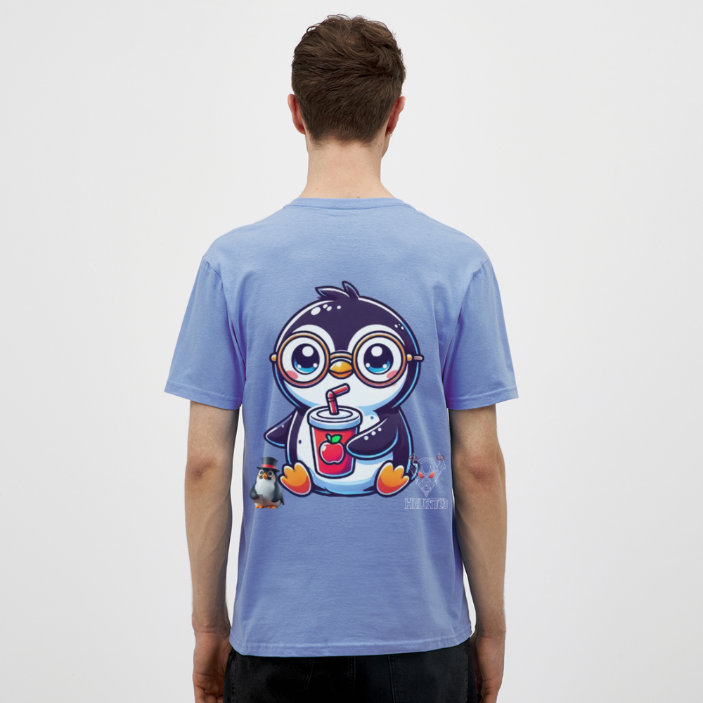 Men T-Shirt KasPenguin with Drink - carolina blue