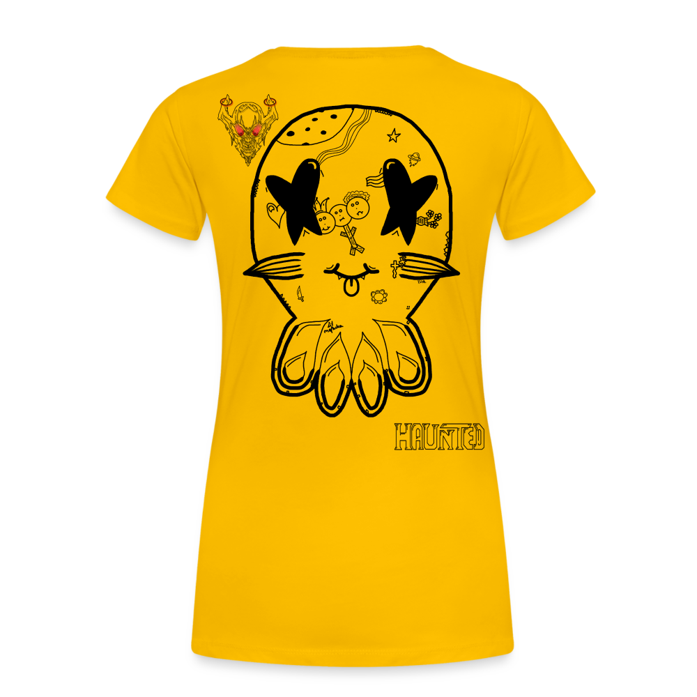 Woman T-Shirt Ghost Doodle Dark - Sonnengelb