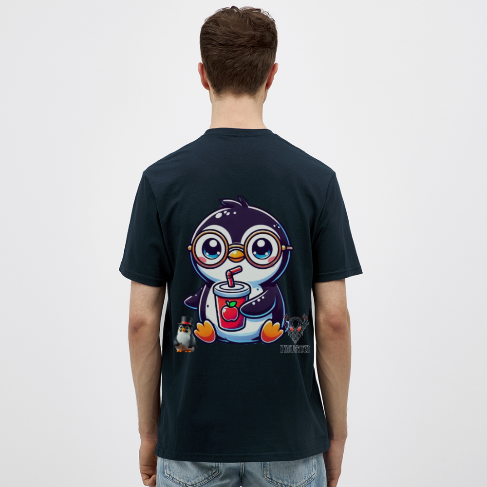 Men T-Shirt KasPenguin with Drink - Navy