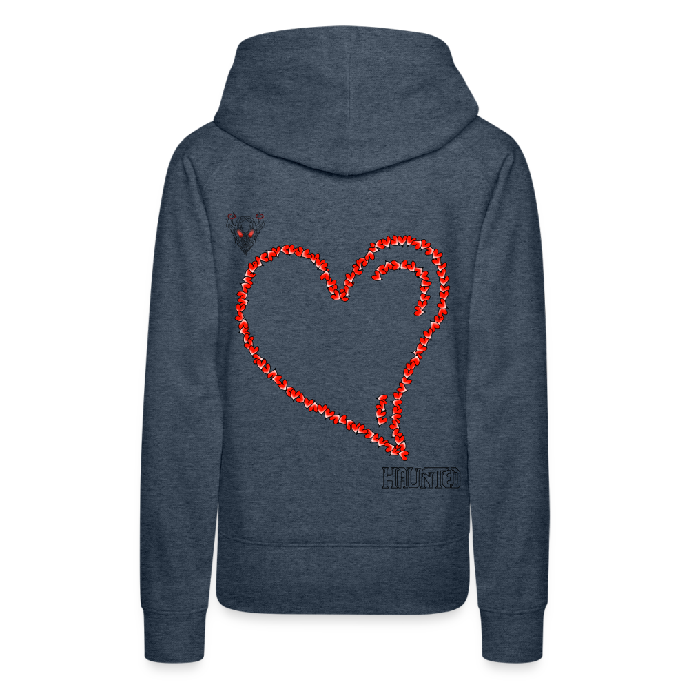 Woman Hoodie Hearts Dark - Jeansblau