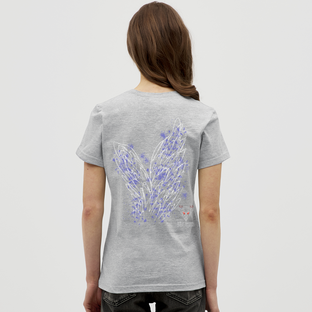 Women T-Shirt Light Blue Wings - Grau meliert