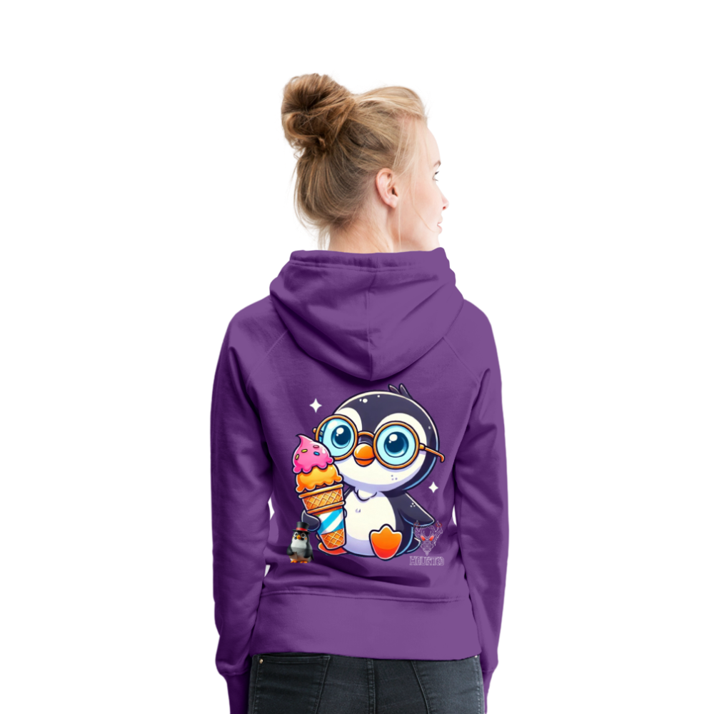 Women Hoodie KasPenguin with Ice - Purple