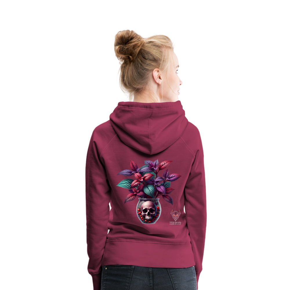 Woman Hoodie Skull Bloom Vase - Bordeaux