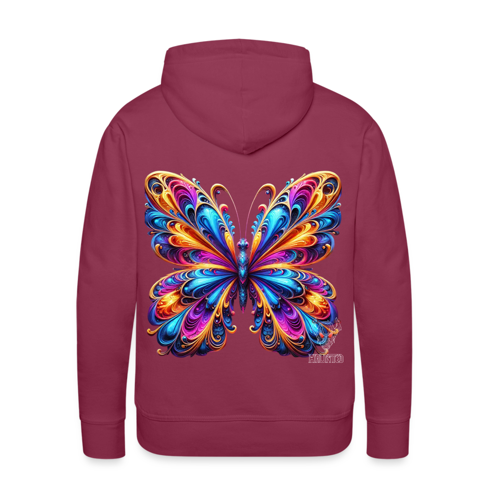 Men Hoodie Vibrant Butterfly Elegance - Bordeaux