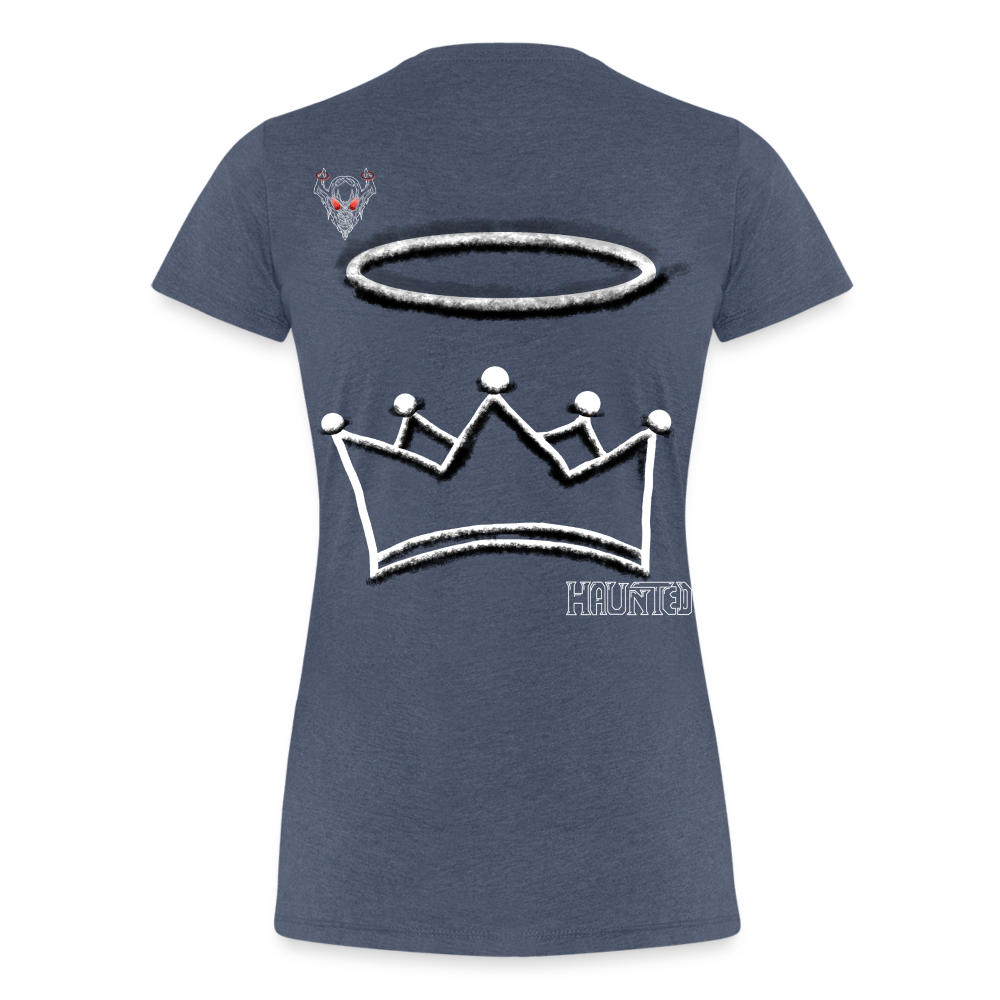 Woman T-Shirt Crown and Ring Light - Blau meliert
