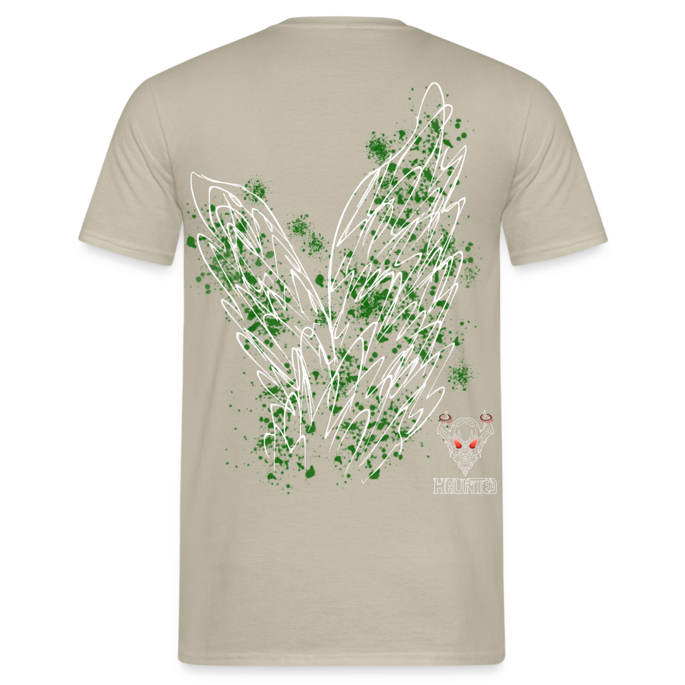 Men T-Shirt Dark Green Wings - Sandbeige