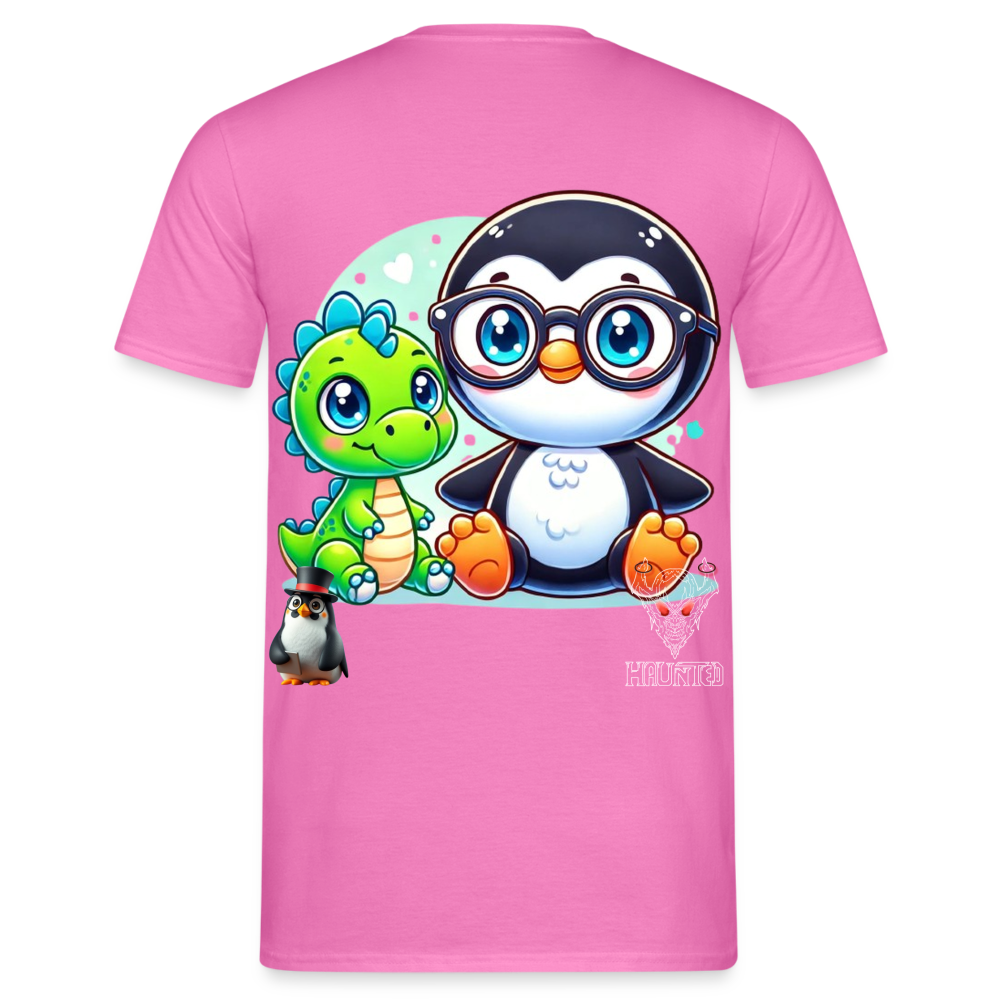 Men T-Shirt KasPenguin with Dinosaur - Pink