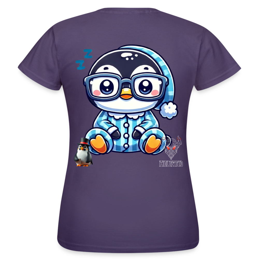 Women T-Shirt KasPenguin in Pyjama - Dunkellila