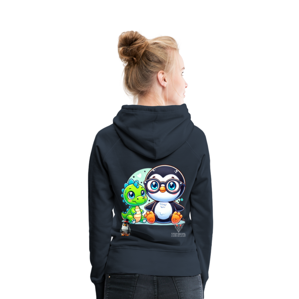 Women Hoodie KasPenguin with Dinosaur - Navy