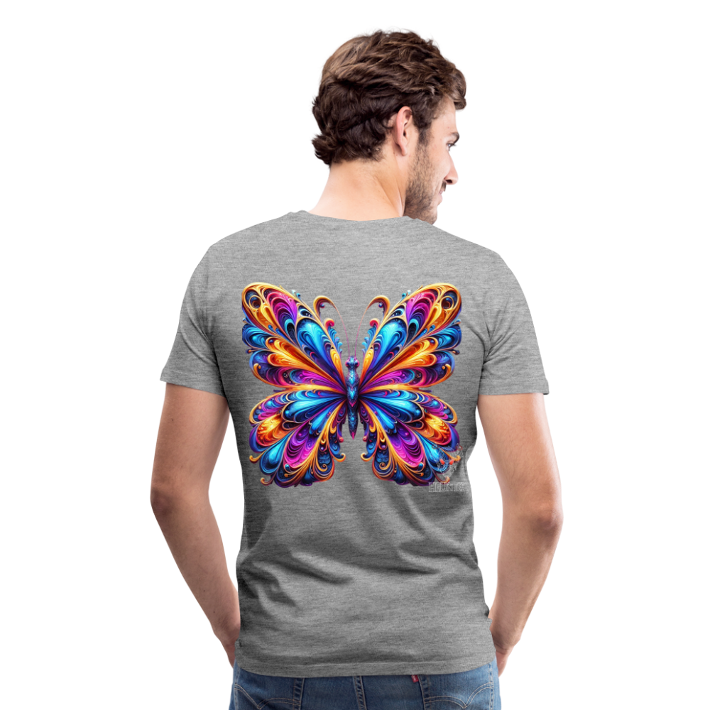 Men T-Shirt Vibrant Butterfly Elegance - Grau meliert