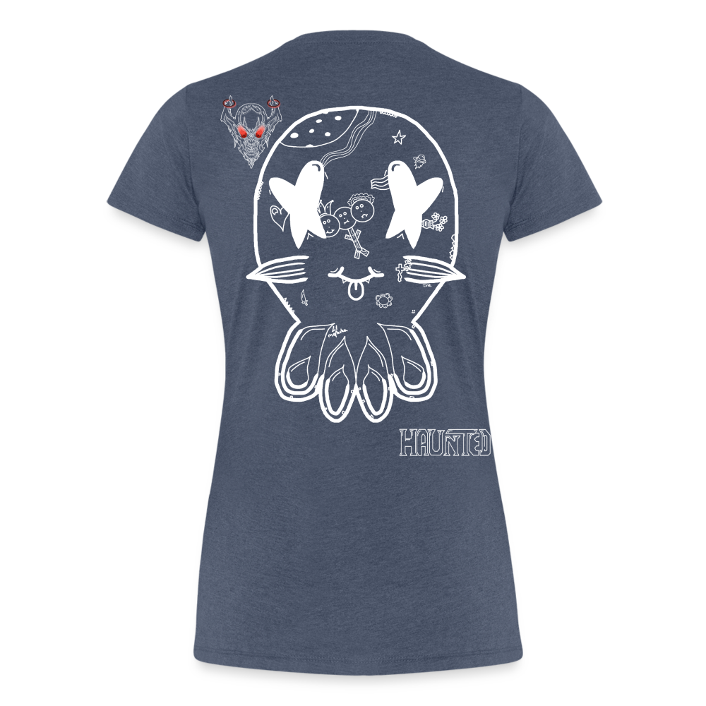 Woman T-Shirt Ghost Doodle - Blau meliert