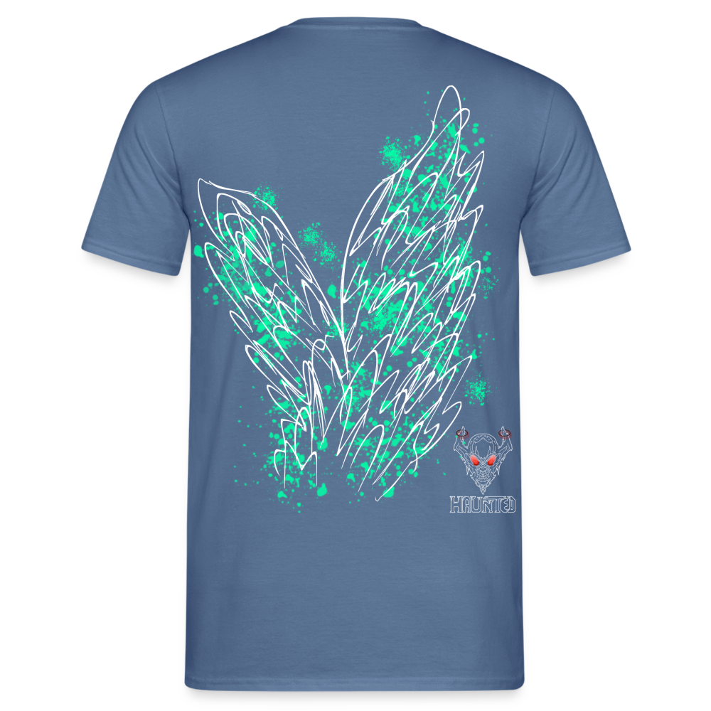 Men T-Shirt Turquoise Wings - Taubenblau