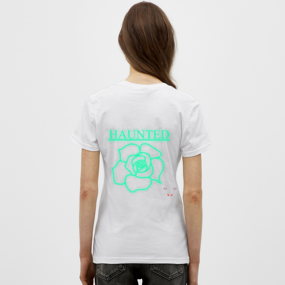 Women T-Shirt Turquoise Neon Rose - Weiß