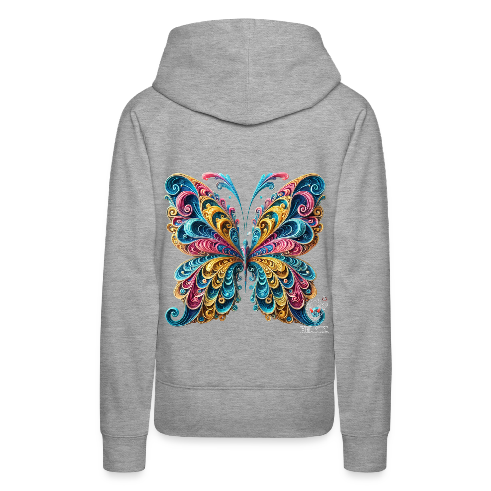 Woman Hoodie Whimsical Butterfly Harmony - Grau meliert