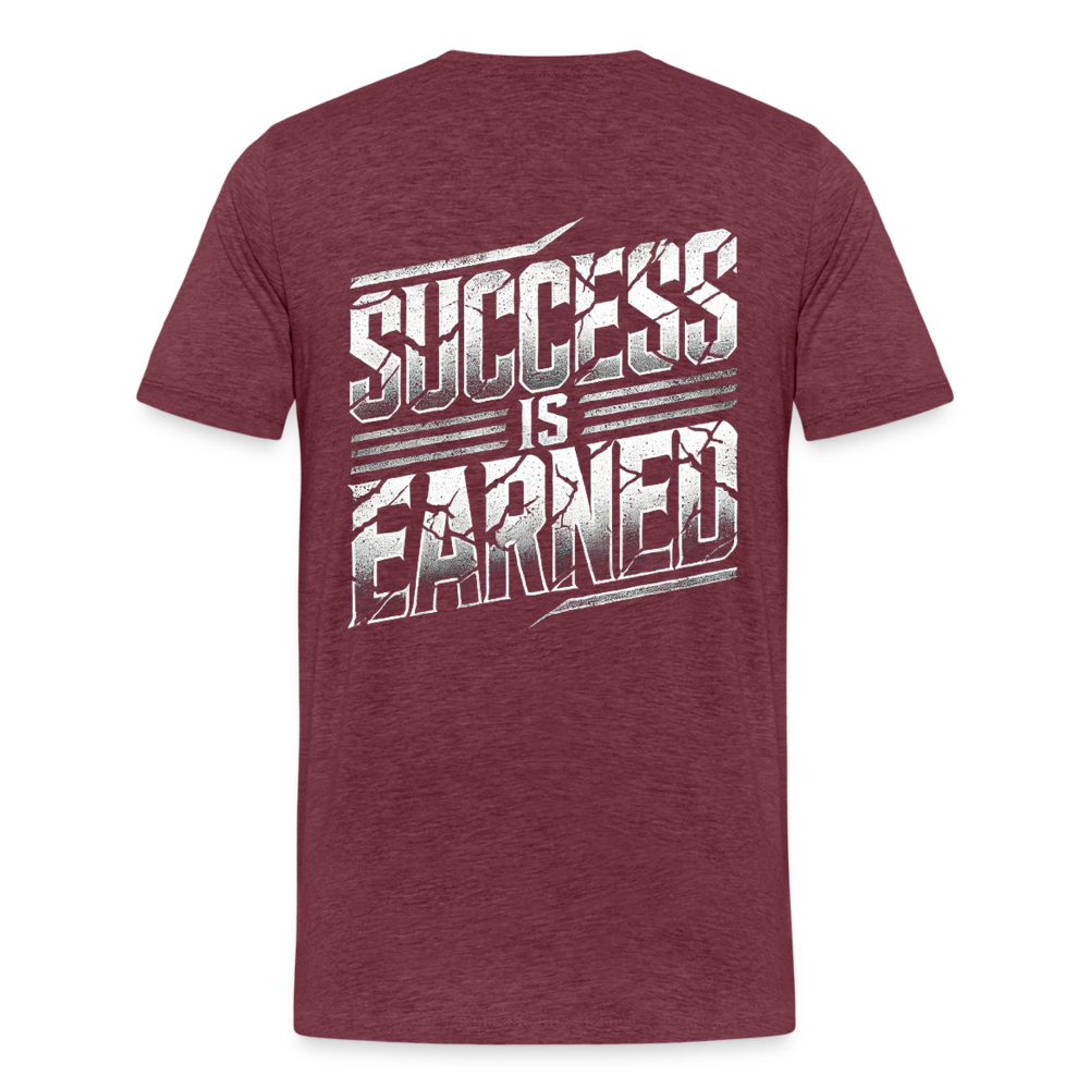 Men T-Shirt Success Is Earned - Bordeauxrot meliert