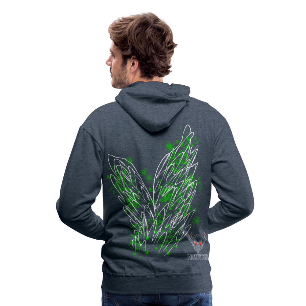 Men Hoodie Green Wings - Jeansblau