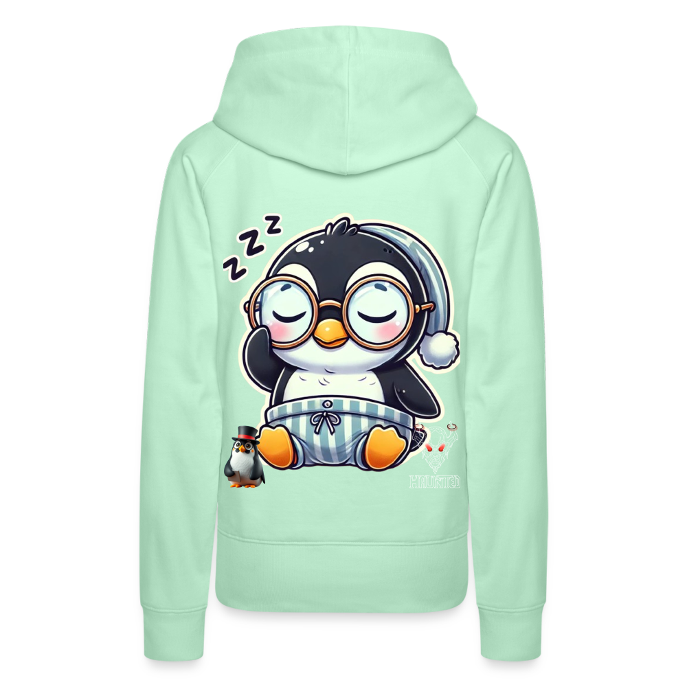 Women Hoodie Sleepy KasPenguin - helles Mintgrün