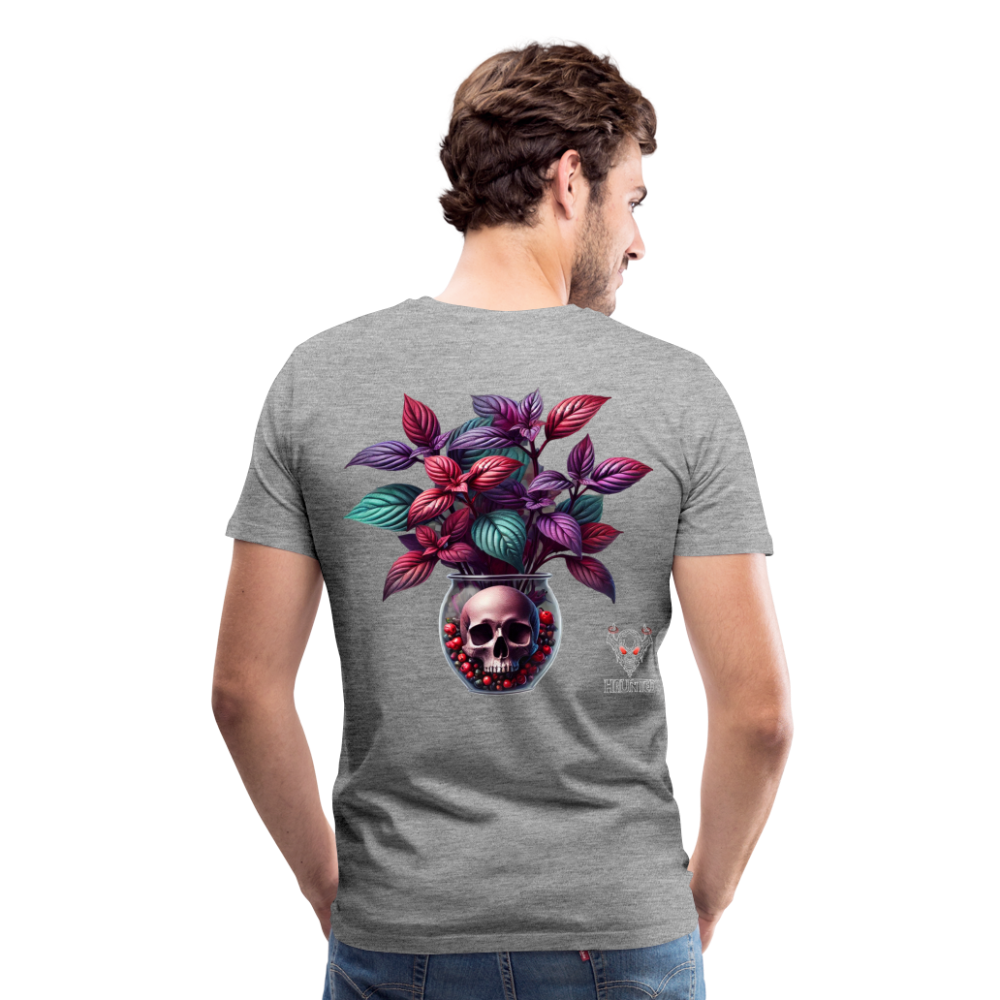 Men T-Shirt Skull Bloom Vase - Grau meliert