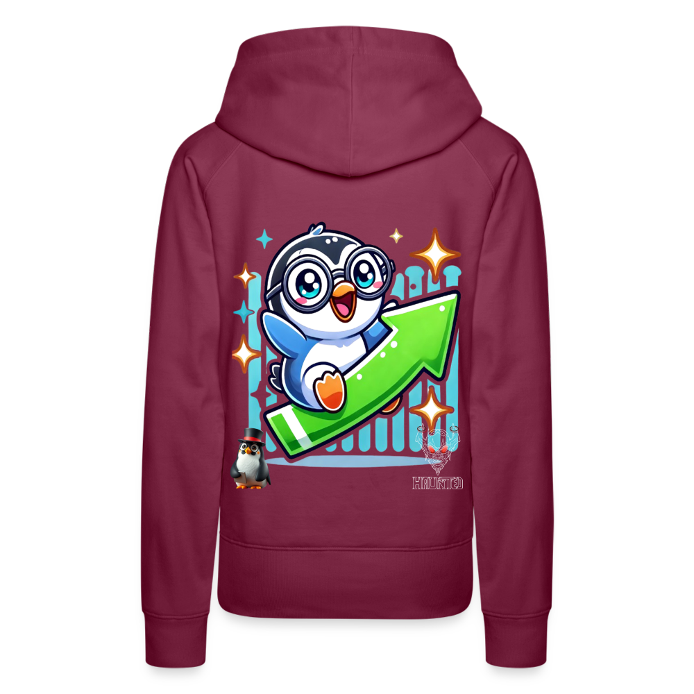 Women Hoodie KasPenguin Riding the Trend - Bordeaux