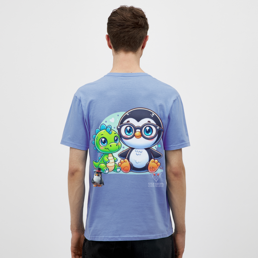 Men T-Shirt KasPenguin with Dinosaur - carolina blue