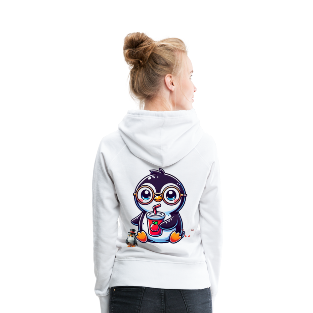 Women Hoodie KasPenguin with Drink - Weiß