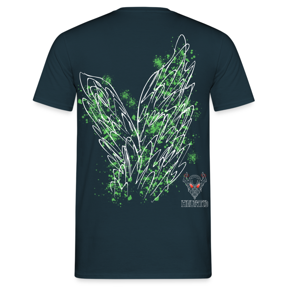 Men T-Shirt Light Green Wings - Navy