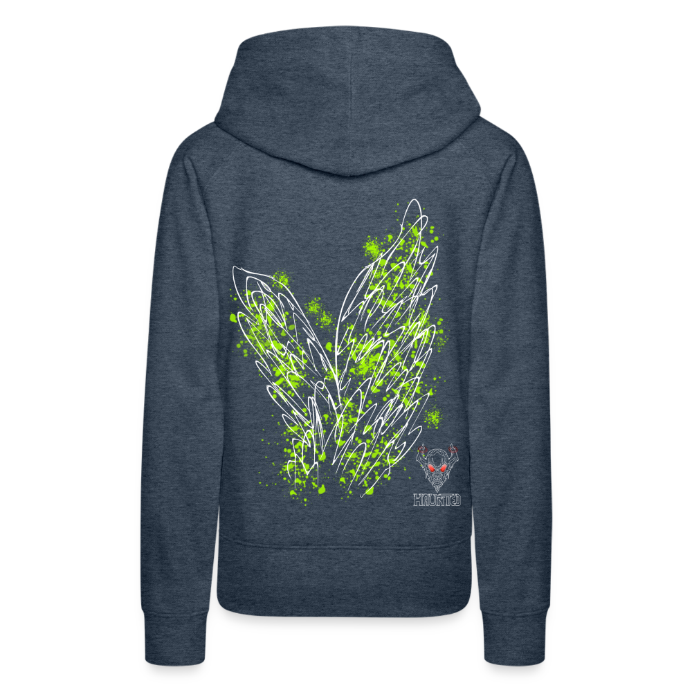 Women Hoodie Poison Green Wings - Jeansblau