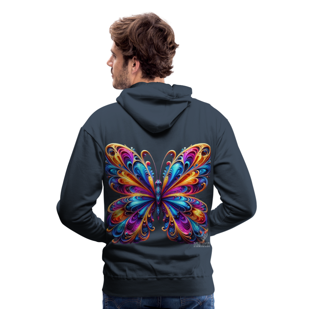 Men Hoodie Vibrant Butterfly Elegance - Navy