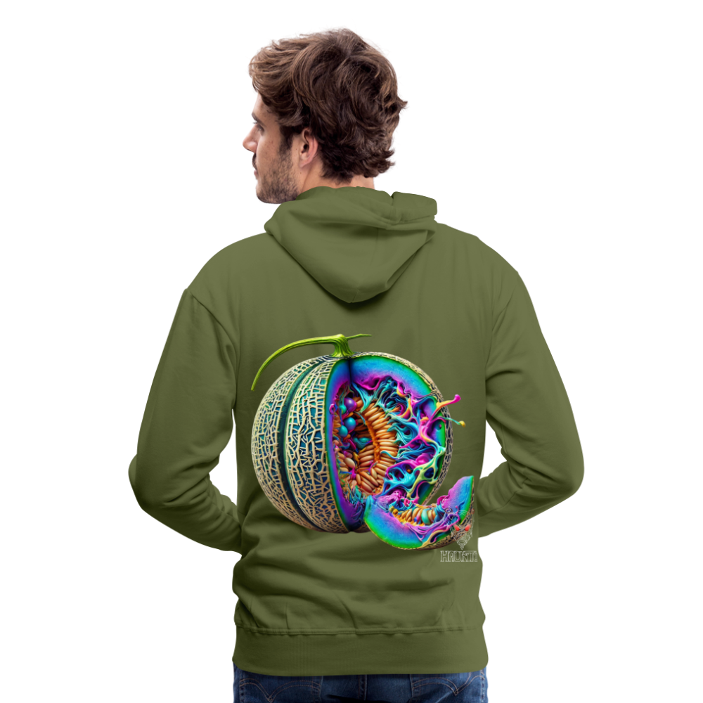 Men Hoodie Neon Melon Art - Olivgrün