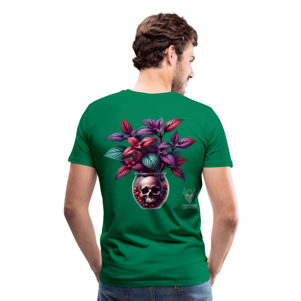 Men T-Shirt Skull Bloom Vase - Kelly Green