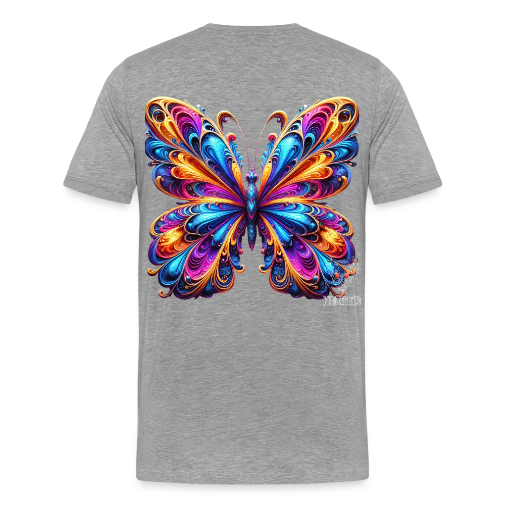 Men T-Shirt Vibrant Butterfly Elegance - Grau meliert