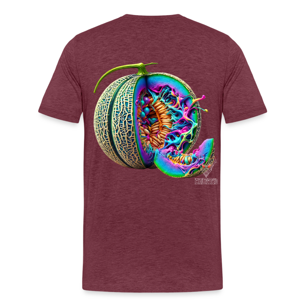 Men T-Shirt Neon Melon Art - Bordeauxrot meliert