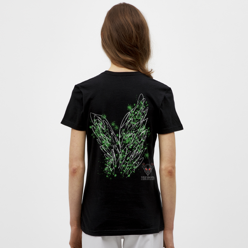 Women T-Shirt Light Green Wings - Schwarz