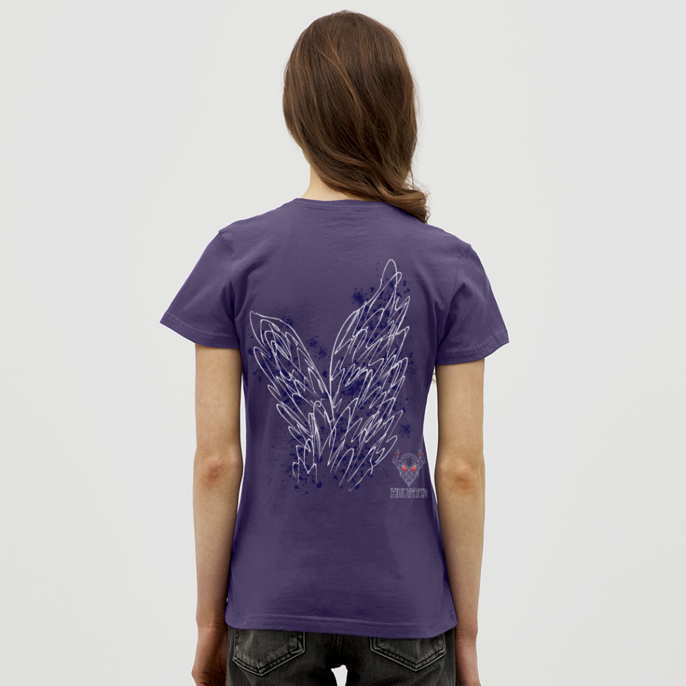 Women T-Shirt Dark Blue Wings - Dunkellila