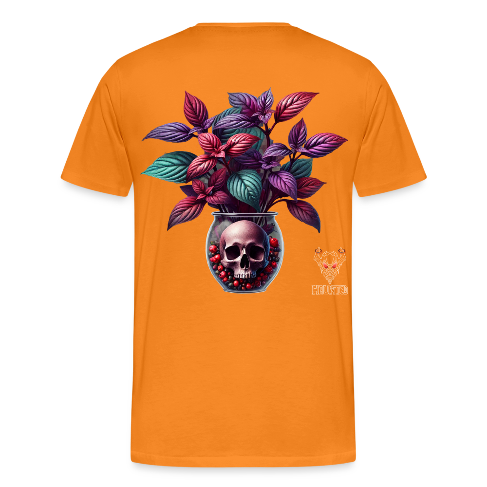 Men T-Shirt Skull Bloom Vase - Orange