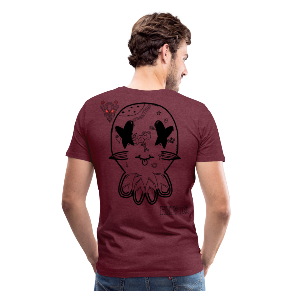Man T-Shirt Ghost Doodle Dark - Bordeauxrot meliert