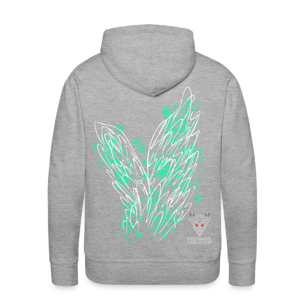 Men Hoodie Turquoise Wings - Grau meliert