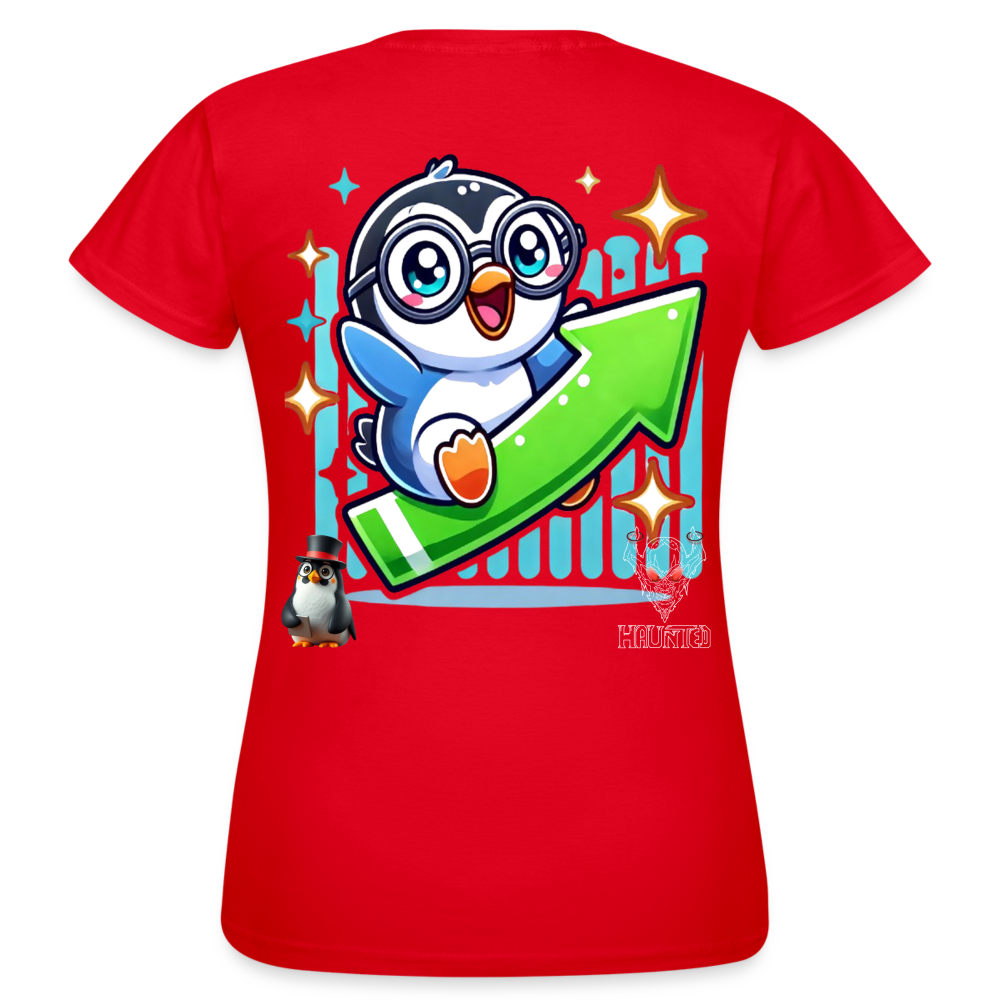 Women T-Shirt KasPenguin Riding the Trend - Rot