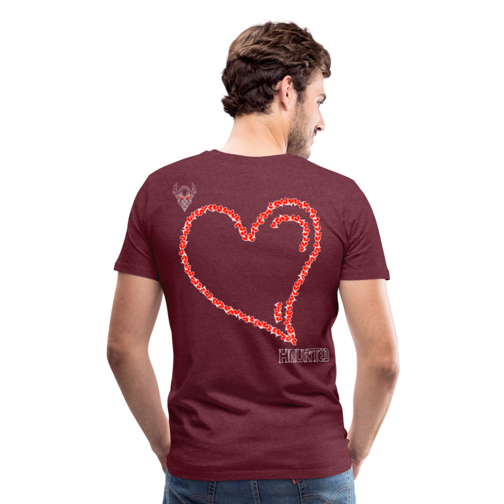 Man T-Shirt Hearts Light - Bordeauxrot meliert