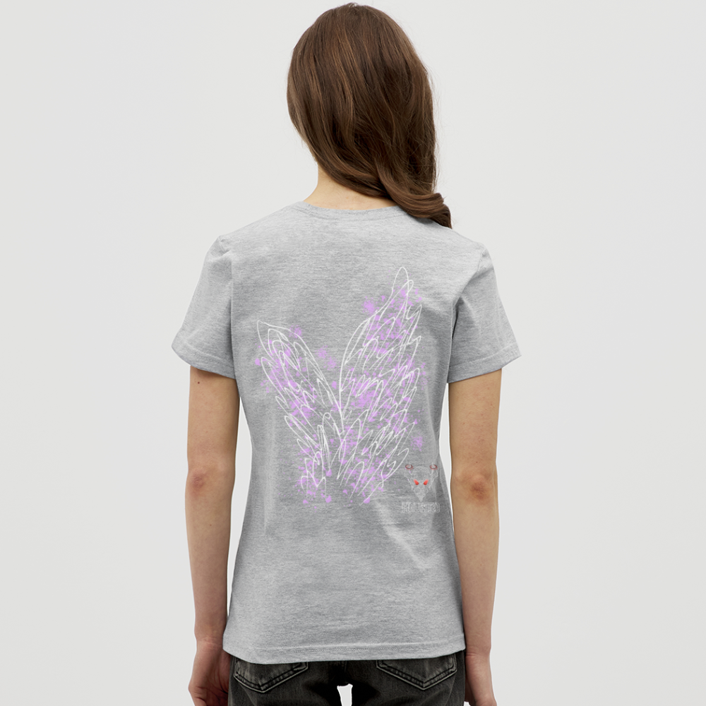 Women T-Shirt Light Purple Wings - Grau meliert