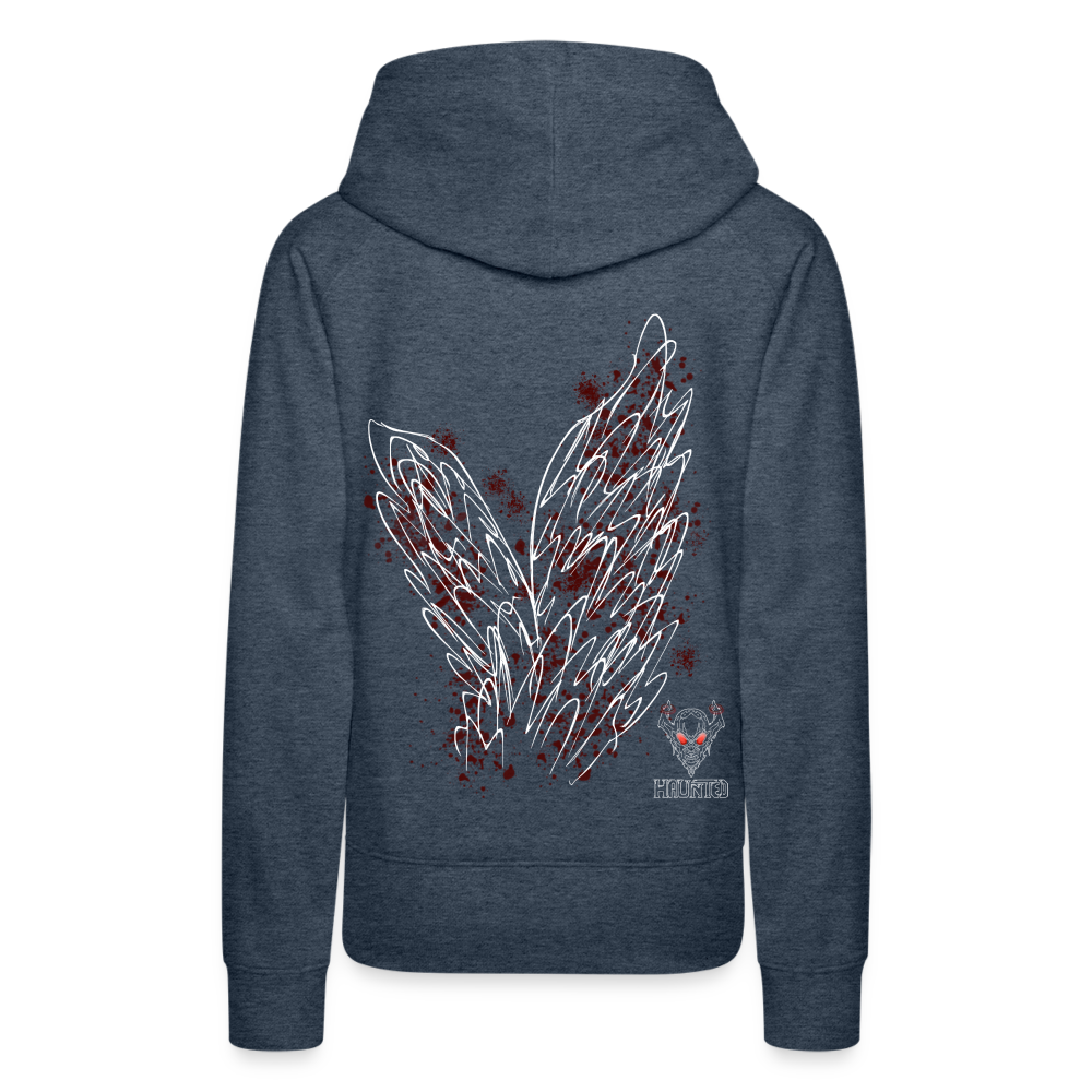 Women Hoodie Dark Red Wings - Jeansblau