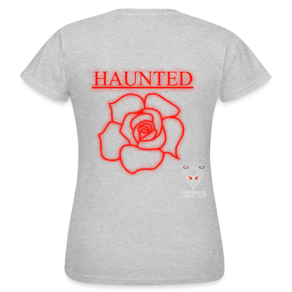 Women T-Shirt Red Neon Rose - Grau meliert