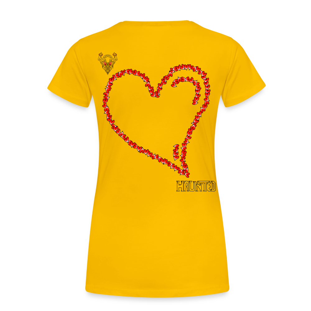 Woman T-Shirt Hearts Dark - Sonnengelb